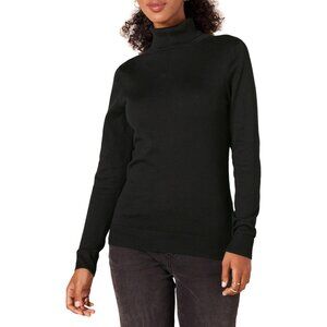 Women's Lightweight Cotton Blend Turtleneck Sweater Plus Size Black